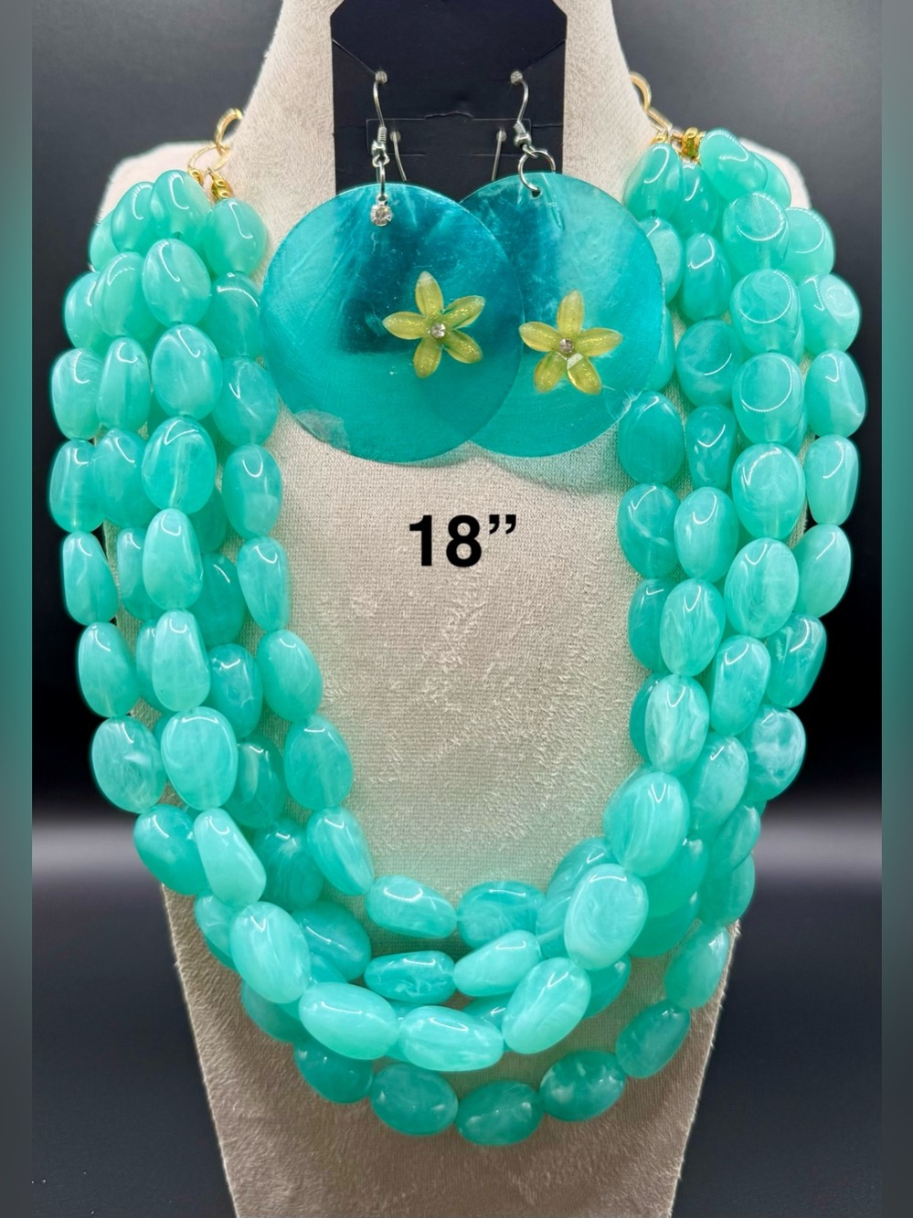 Turquoise Beaded Statement Necklace & Earring Set